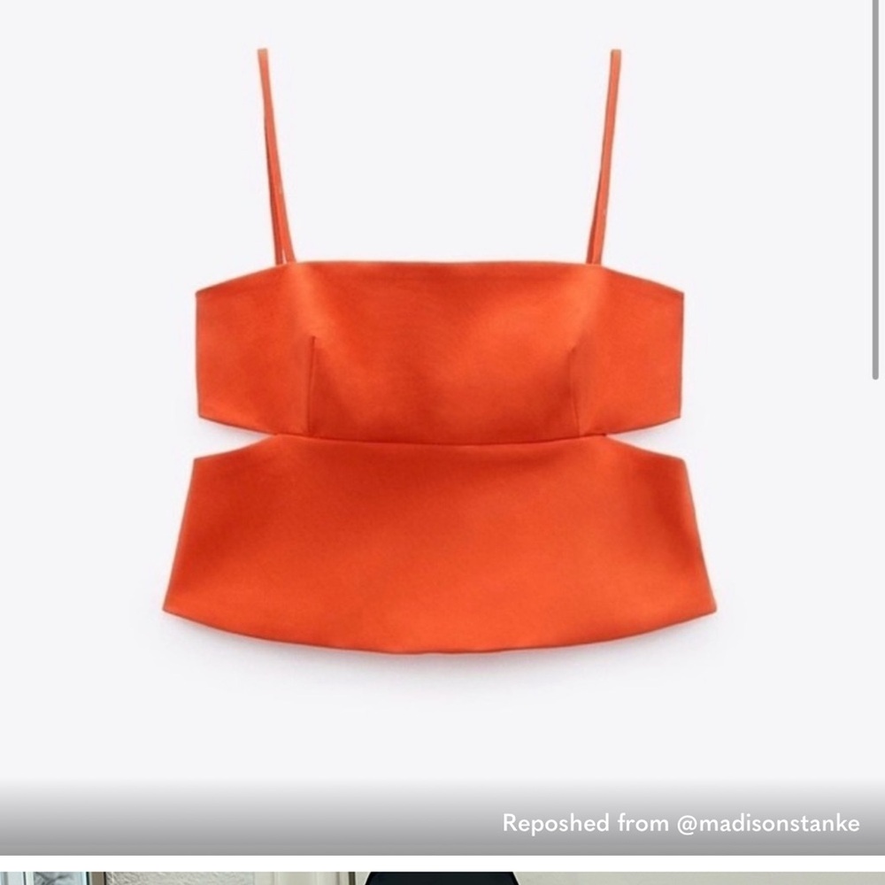 Zara Cutout Orange Sleeveless Top